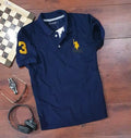 Half Sleeves Casual T-shirt for Men (Navy Blue, M)